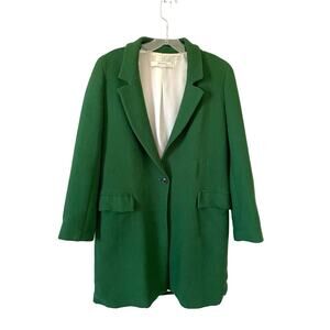 Zara Textured Long Outerwear Jacket Green Size XS